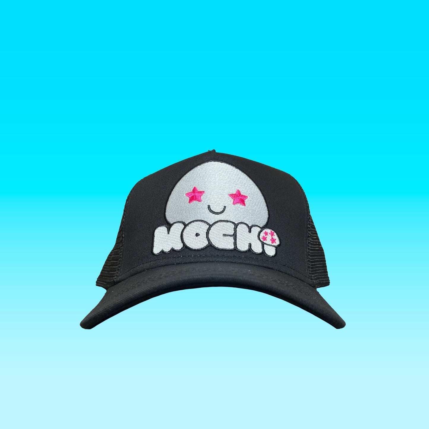 mochi pink trucker hat front